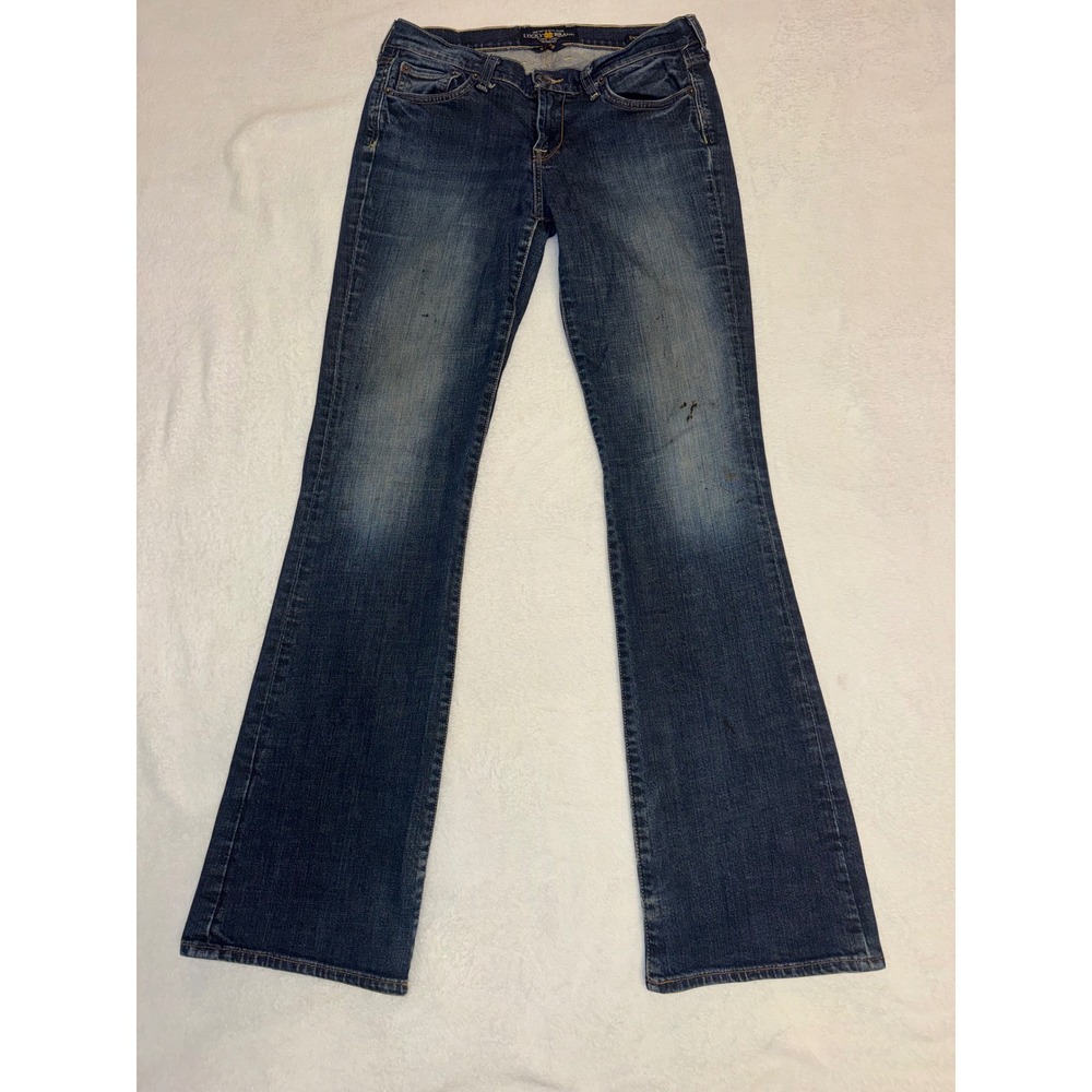 Lucky Brand Sweet N Low Bootcut Jeans Dark Wash Size 8 29 Low Rise Distressed